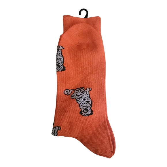 Into Socks Orange White and Black Unisex  Crew Dog Socks, Size 7 to 12 - Picture 2 of 6